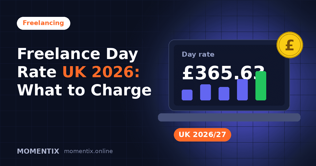Title card for a guide to working out a UK freelance day rate for 2026 with worked examples